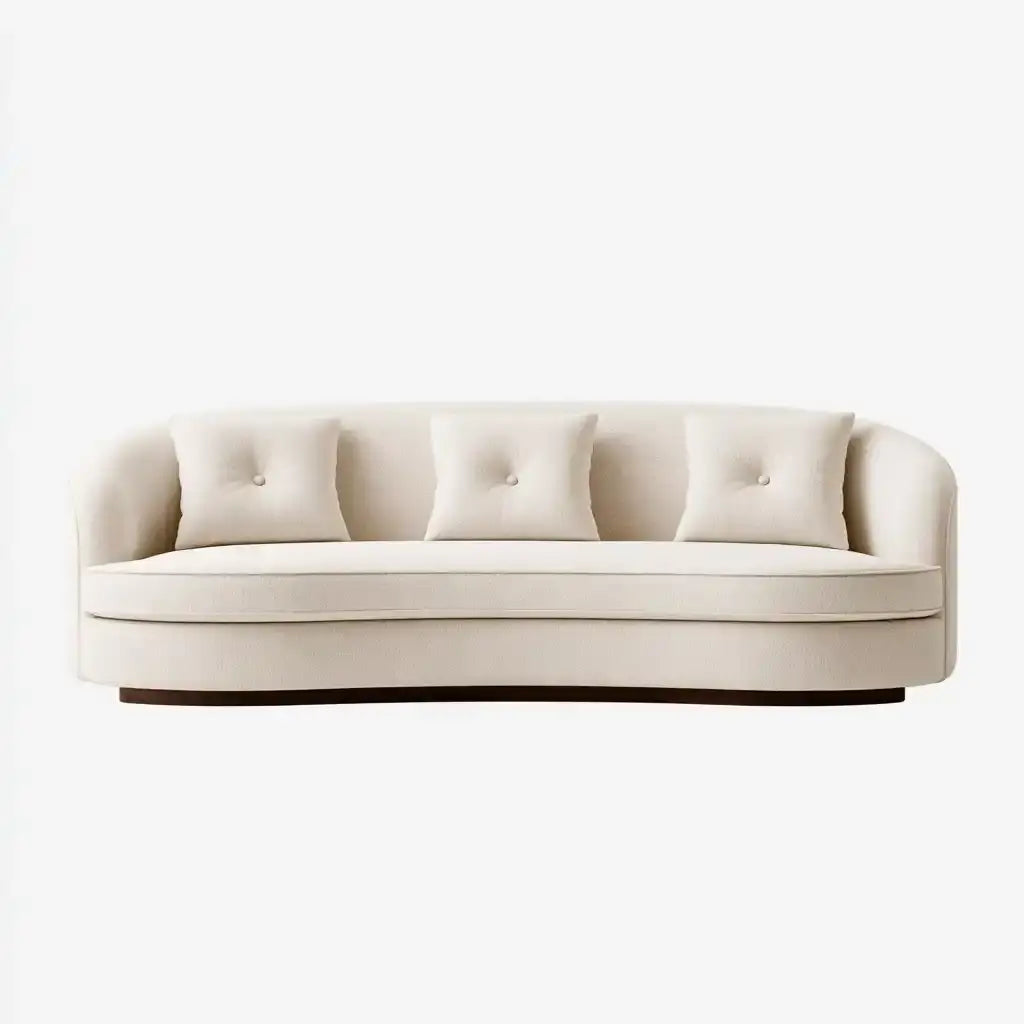 Sofá con respaldo curvo y cojines decorativos - beige