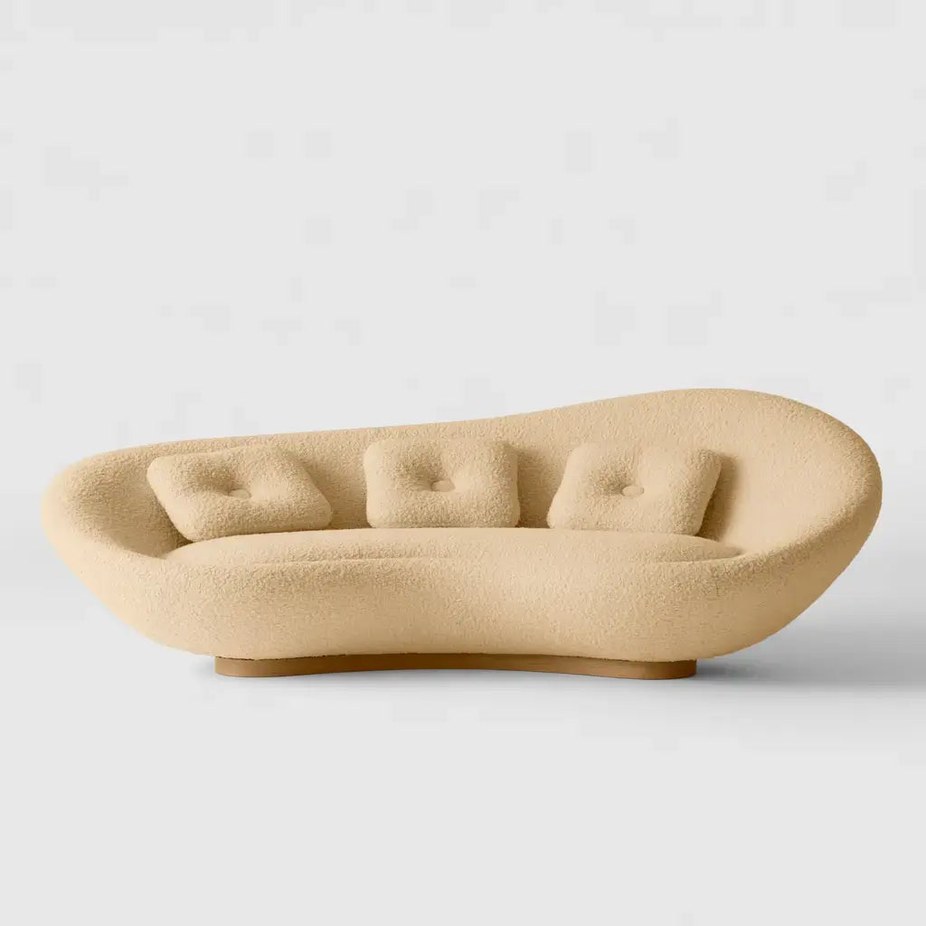 Sofá ovalado con respaldo acolchado bajo - beige