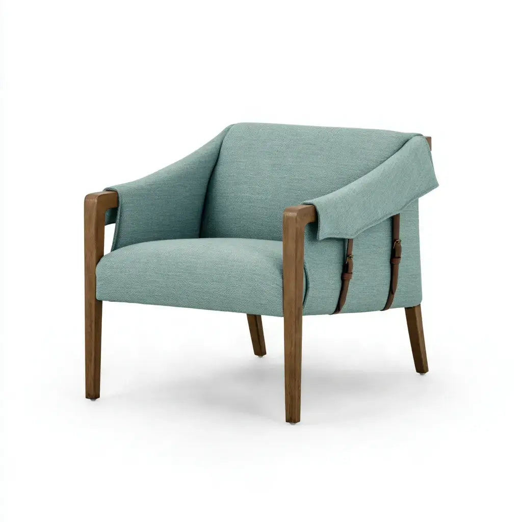 Sillón con brazos abiertos y cojín liso - verde/marrón