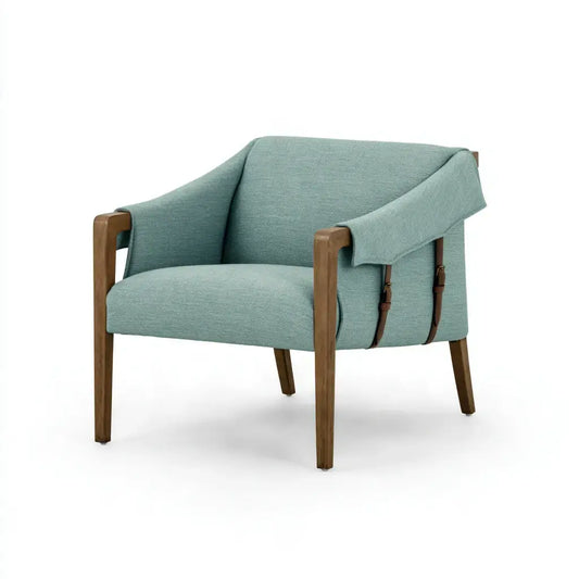 Sillón con brazos abiertos y cojín liso - verde/marrón