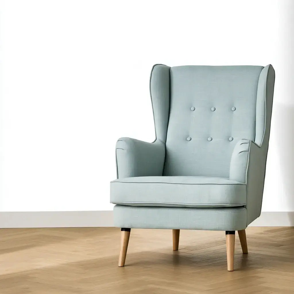 Sillón orejero con respaldo de botones - verde