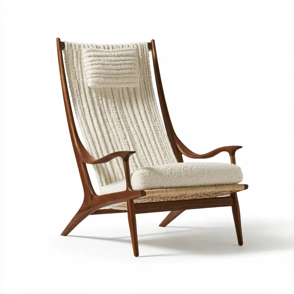 Sillón con respaldo alto de trama abierta - beige/marrón