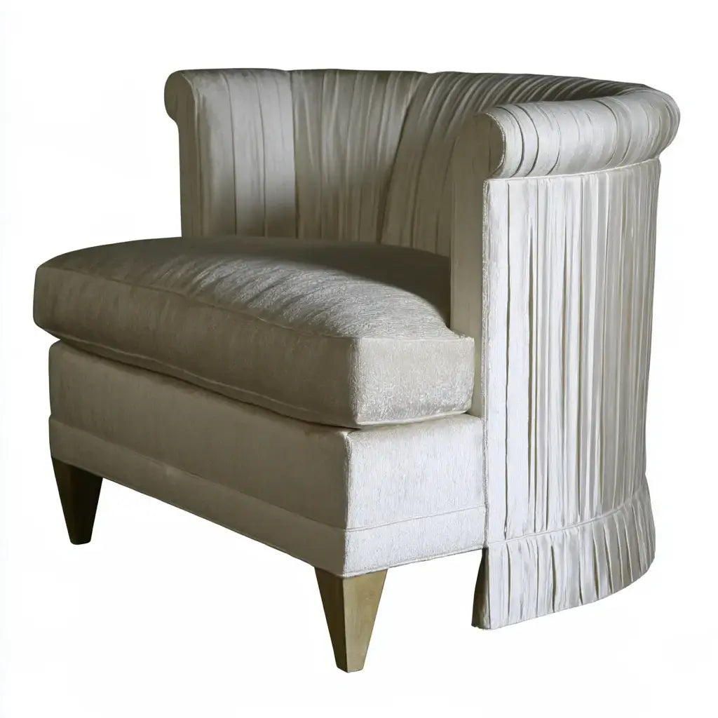 Sillón con tapizado acanalado y respaldo envolvente - gris