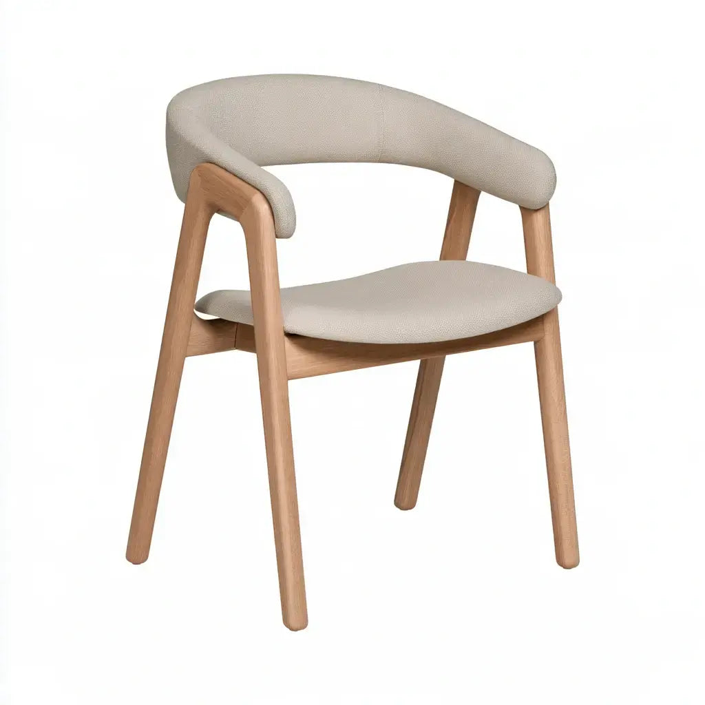 Silla con respaldo abierto y asiento tapizado - beige