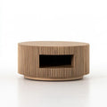 Mesa de centro redonda con hueco rectangular - marrón