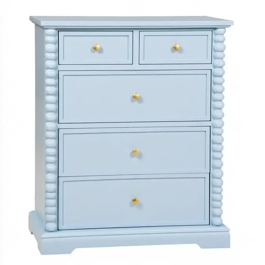 Cómoda con cajones y laterales decorados - azul