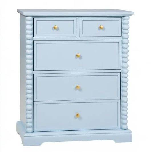 Cómoda con cajones y laterales decorados - azul