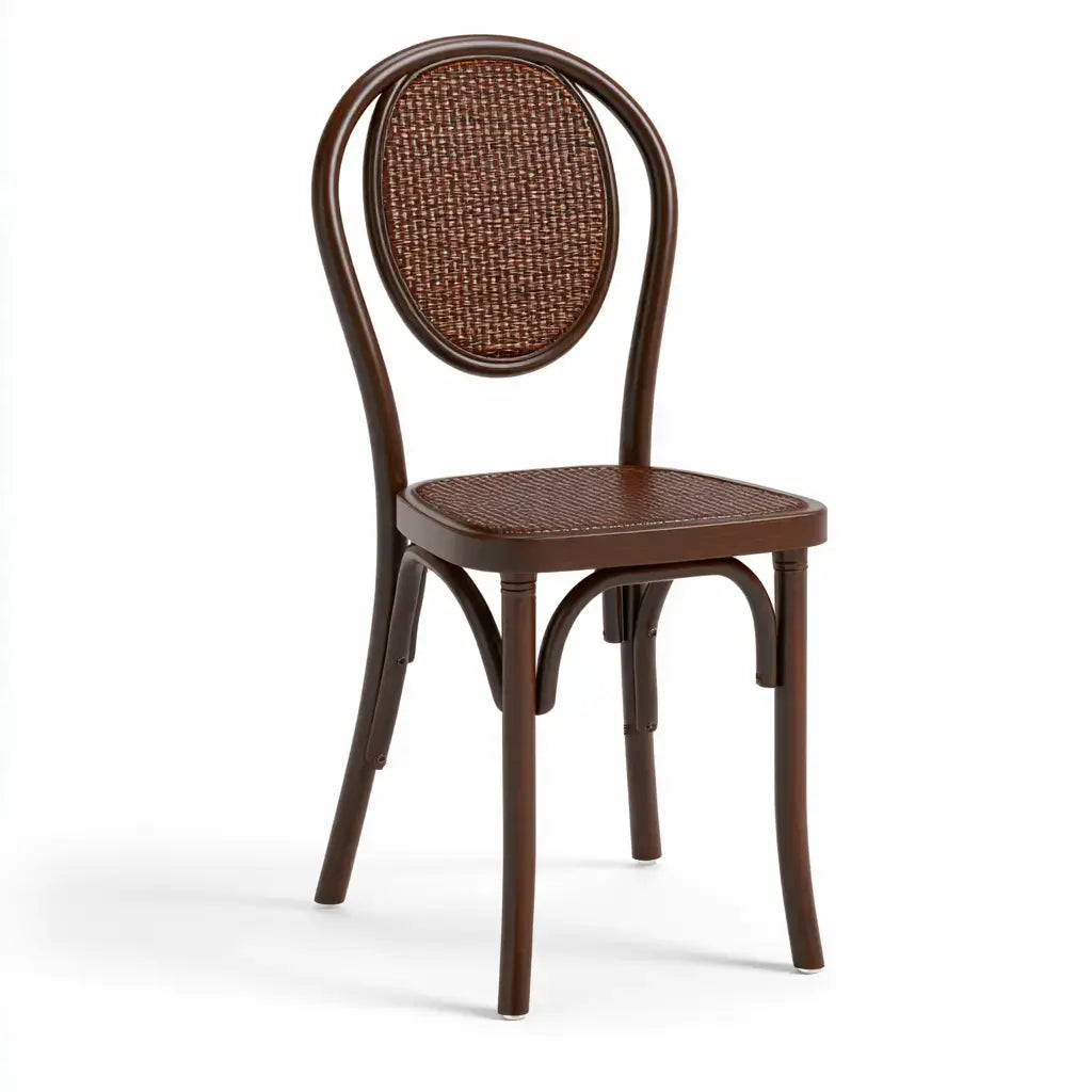 Silla con respaldo ovalado y asiento claro - marrón/beige