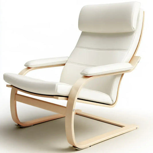 Mecedora con respaldo segmentado y brazos curvos - beige