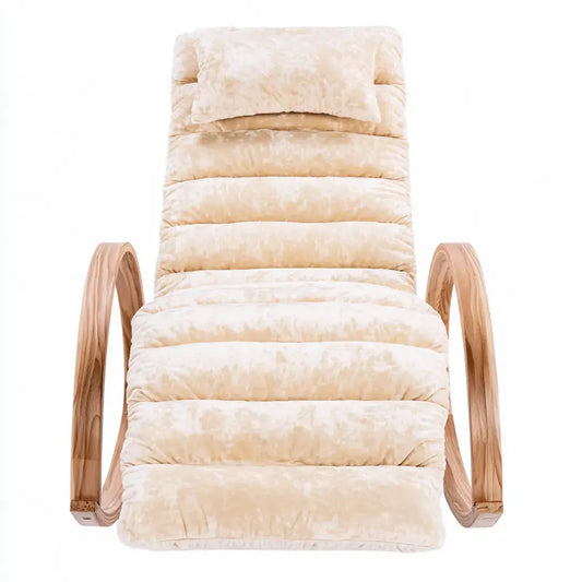 Mecedora con asiento alargado y acolchado segmentado - beige